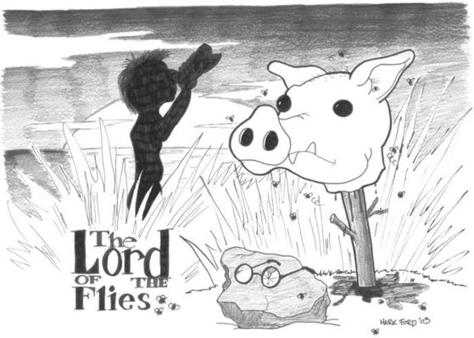 lord of the flies pig head cartoon